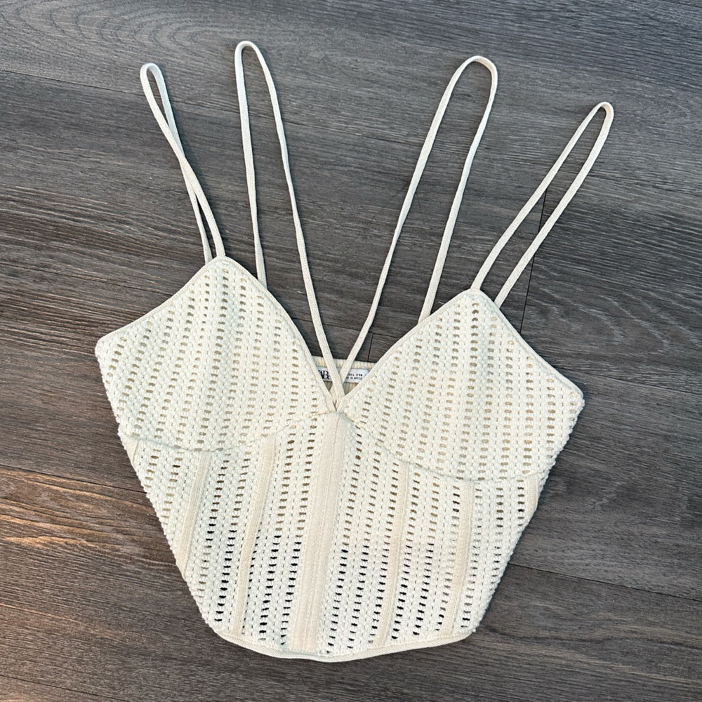 Zara White Crochet Tank Top